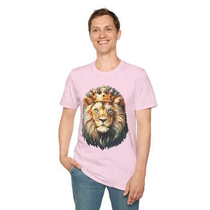 Unisex Lion Print T Shirt Softstyle 64000 One Hundred Percent Ring Spun Cotton