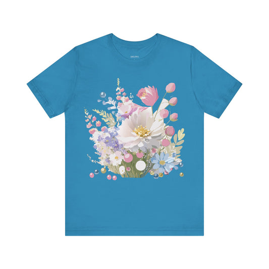 T-Shirt aus natürlicher Baumwolle mit Blumen