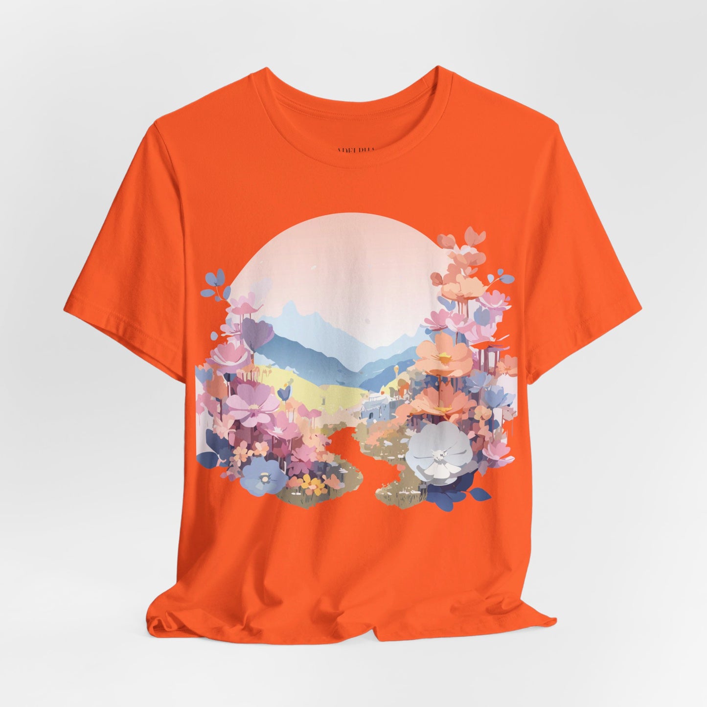 Natural Cotton Tee Shirt with Flowers