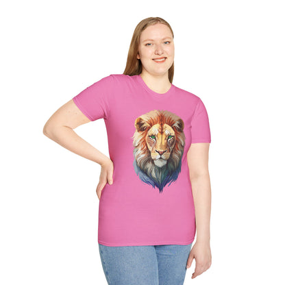 Gildan Softstyle Lion Shirt Unisex Floral Tee Animal Print Tee