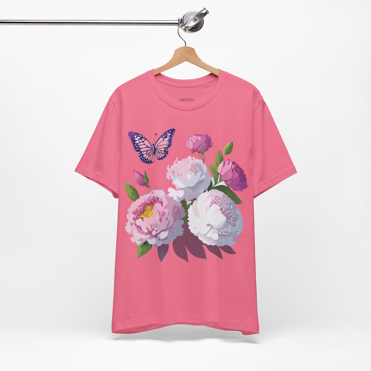 Natural Cotton Tee Shirt with Flowers