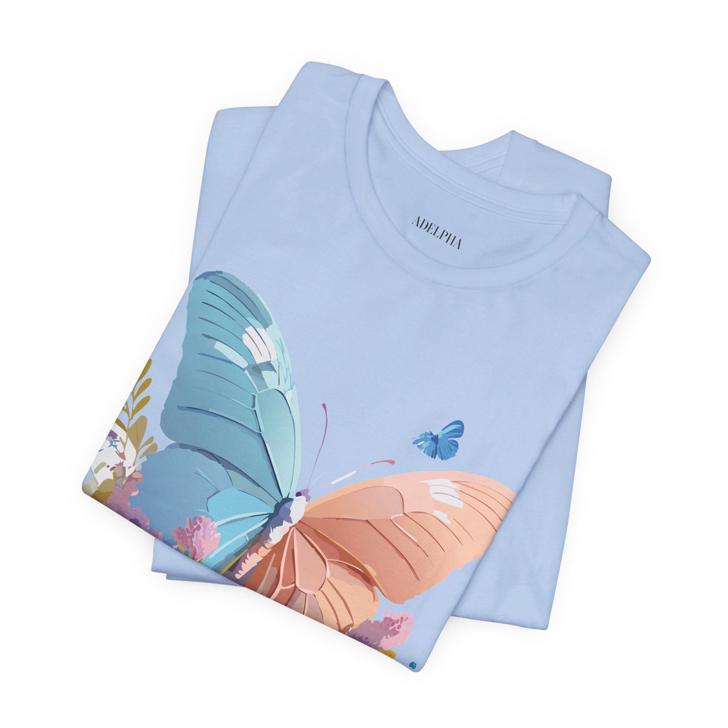 Natural Cotton Tee Shirt with Butterfly