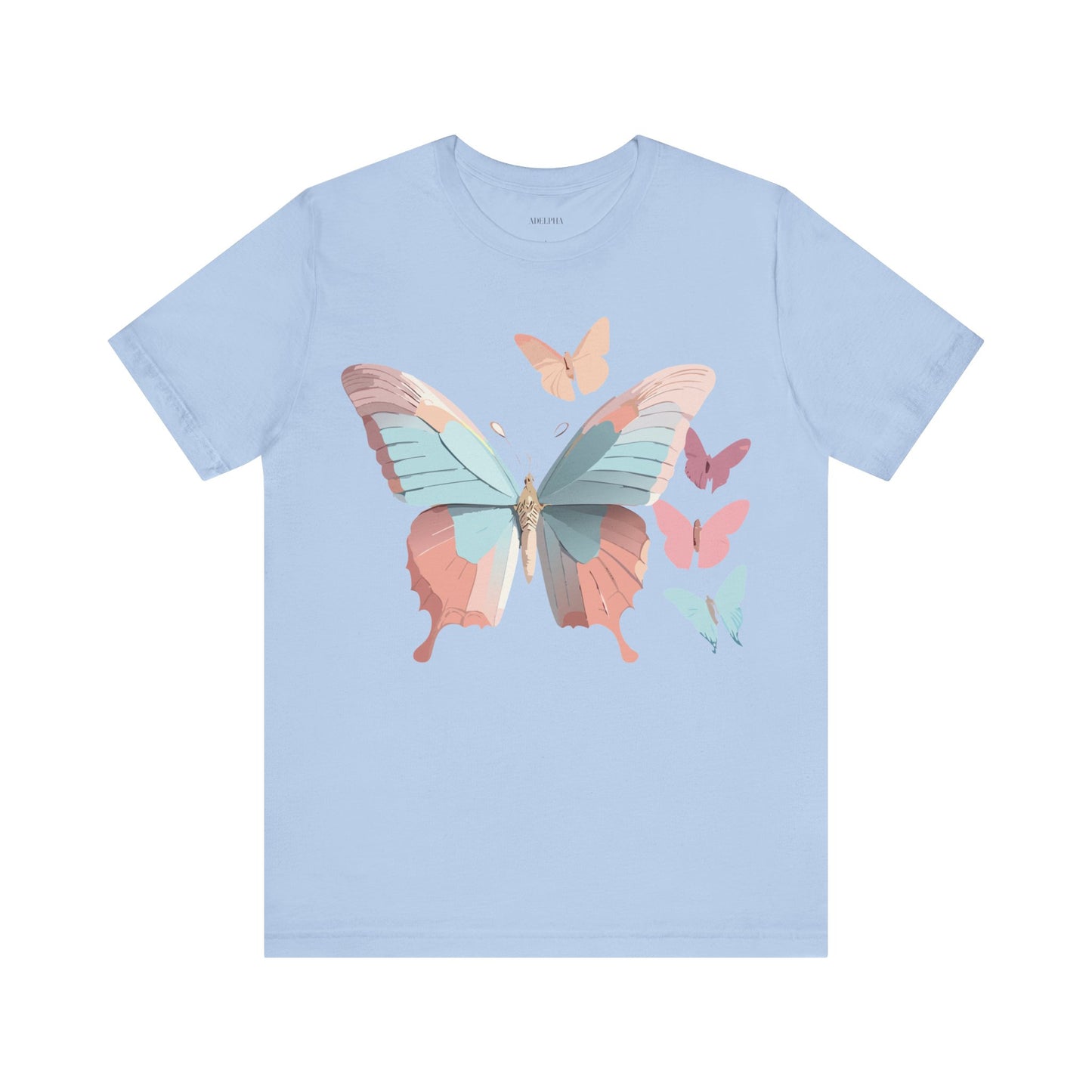 Natural Cotton Tee Shirt with Butterfly