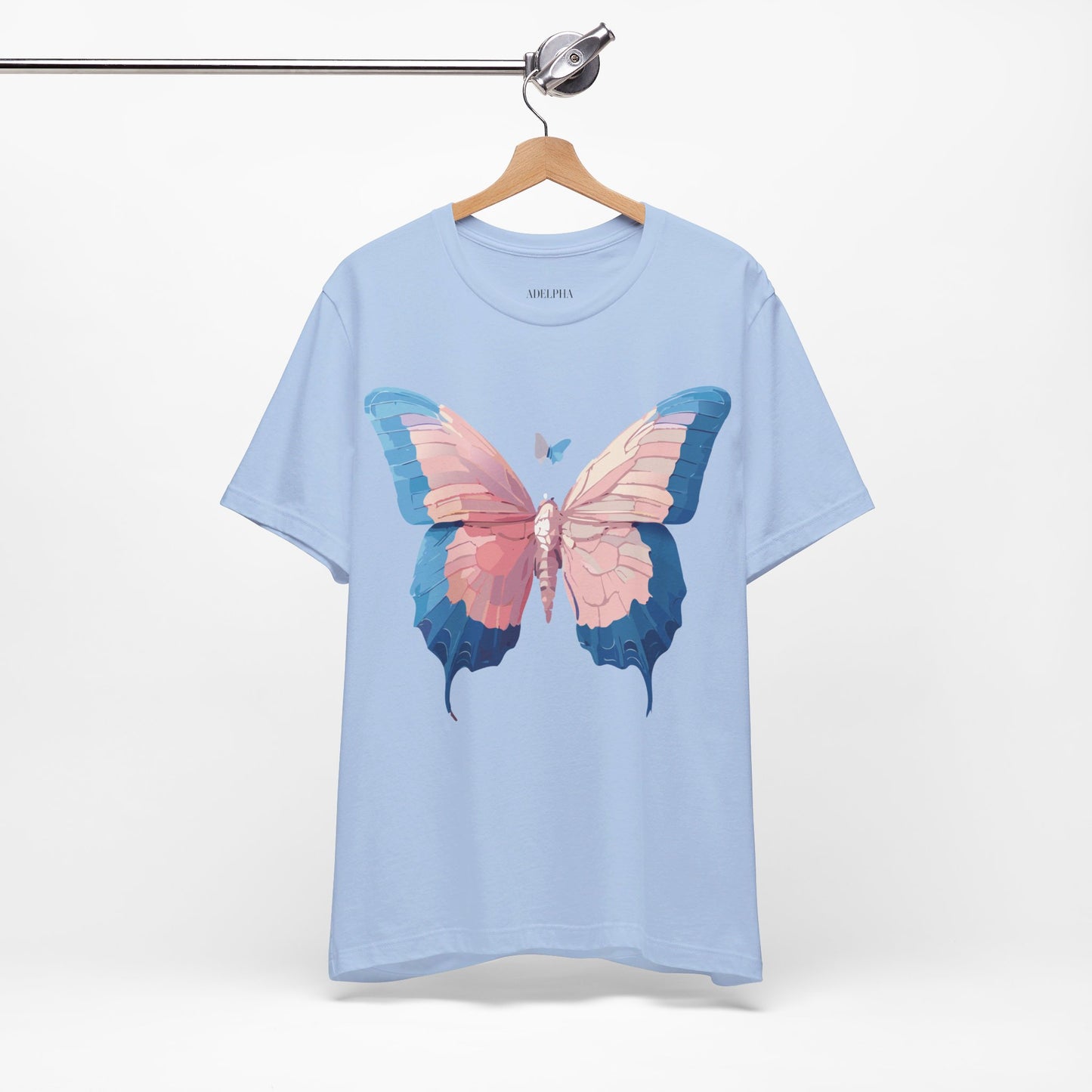 Natural Cotton Tee Shirt with Butterfly