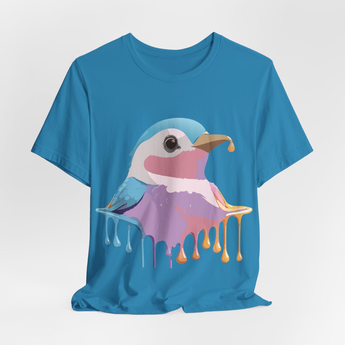 Natural Cotton Tee Shirt with Bird