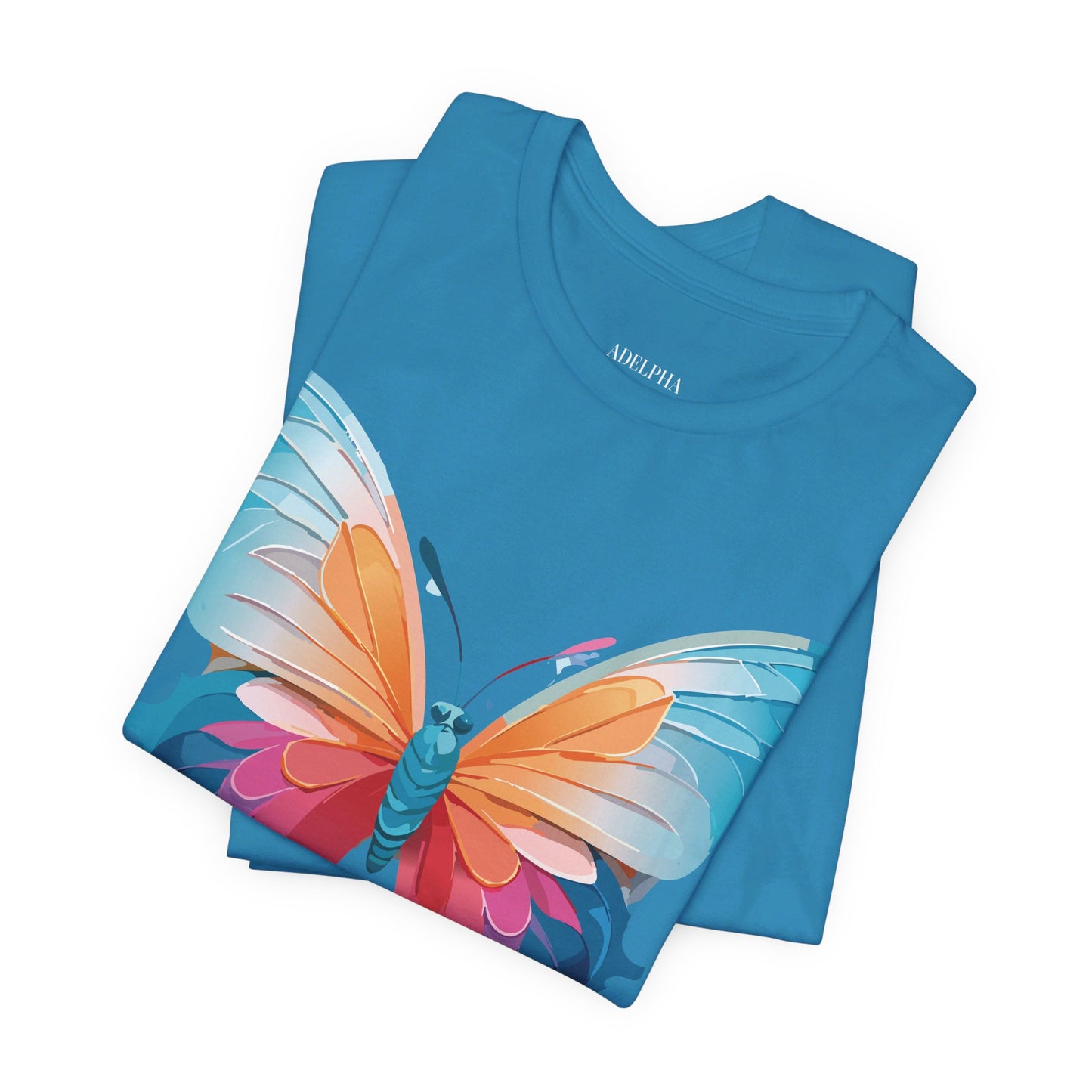 Natural Cotton Tee Shirt with Butterfly