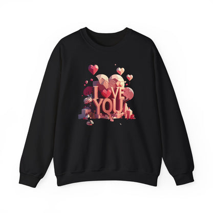 Unisex Heart Love Sweatshirt Floral Valentines Day Cotton Poly Fifty Fifty Blend