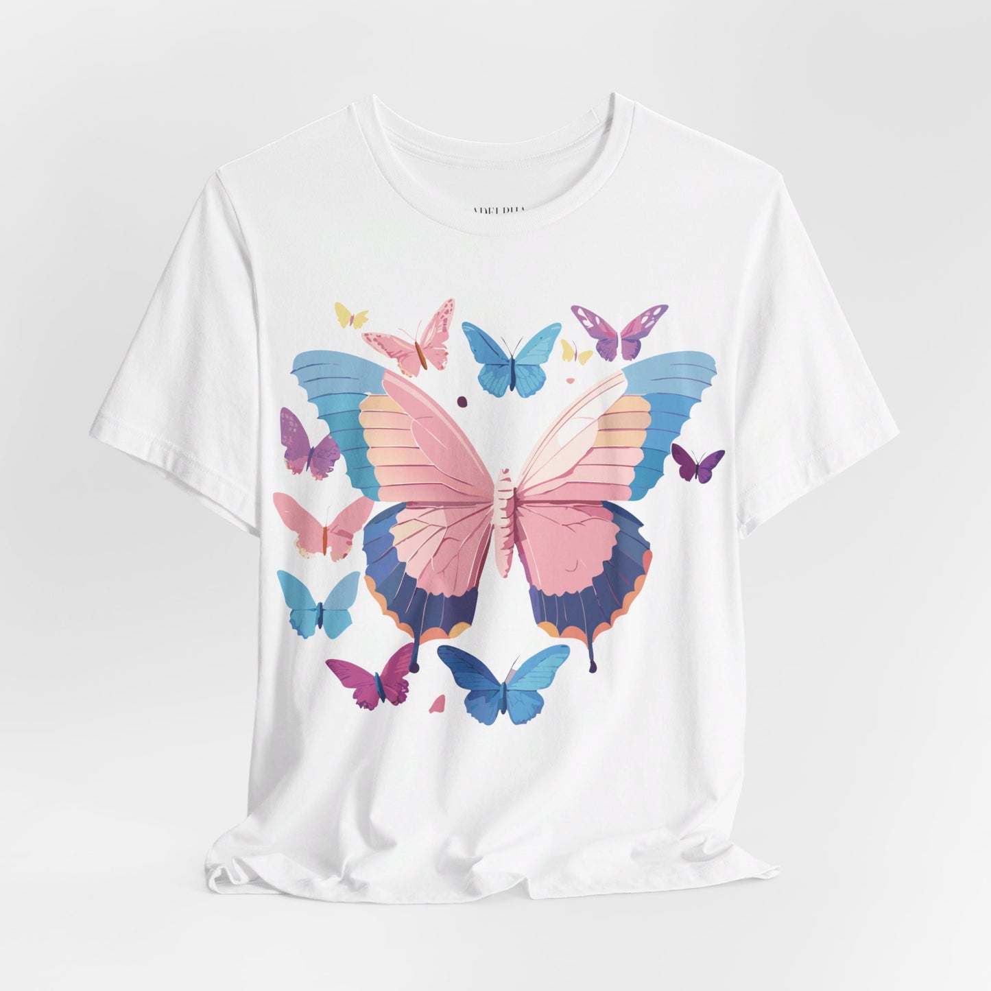 Natural Cotton Tee Shirt with Butterfly