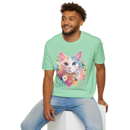 Cat Shirt Unisex Softstyle Tee 100 Percent Ring Spun Cotton Kitten Tee