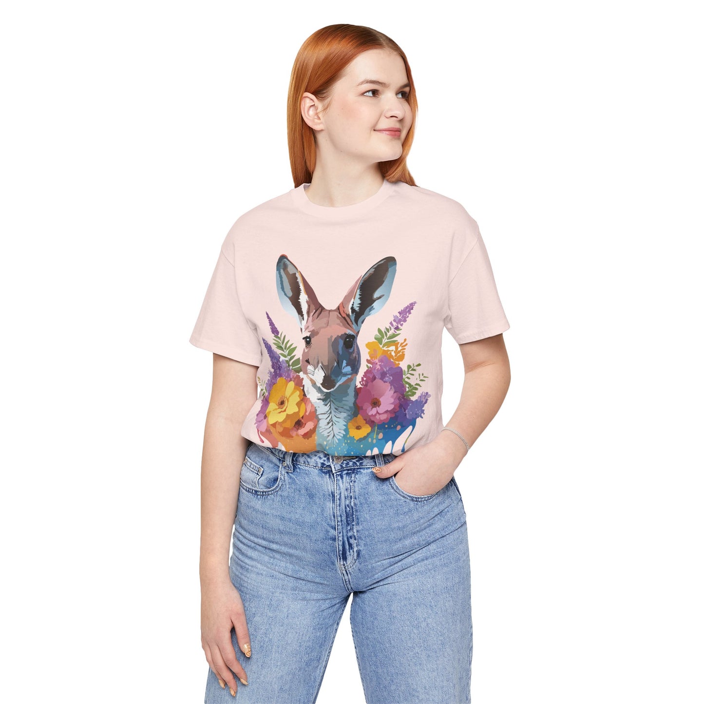 Natural Cotton Tee Shirt with Kangaroo