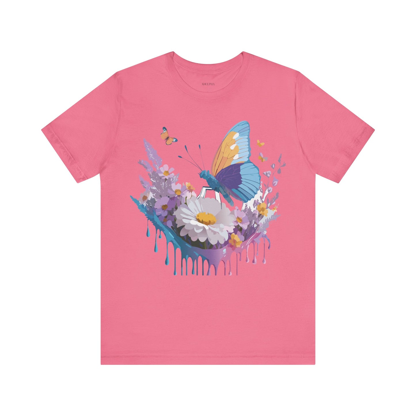 Natural Cotton Tee Shirt with Butterfly