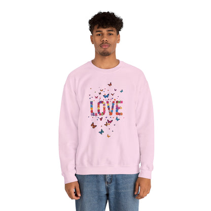 Unisex Floral Love Sweatshirt Fifty Fifty Cotton Poly Valentines Day