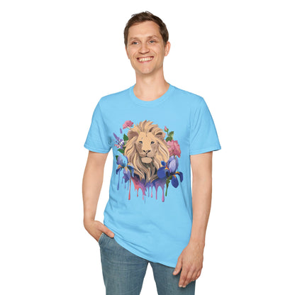 Unisex Softstyle Lion Shirt Floral Lion Tee Animal Print Graphic Tee