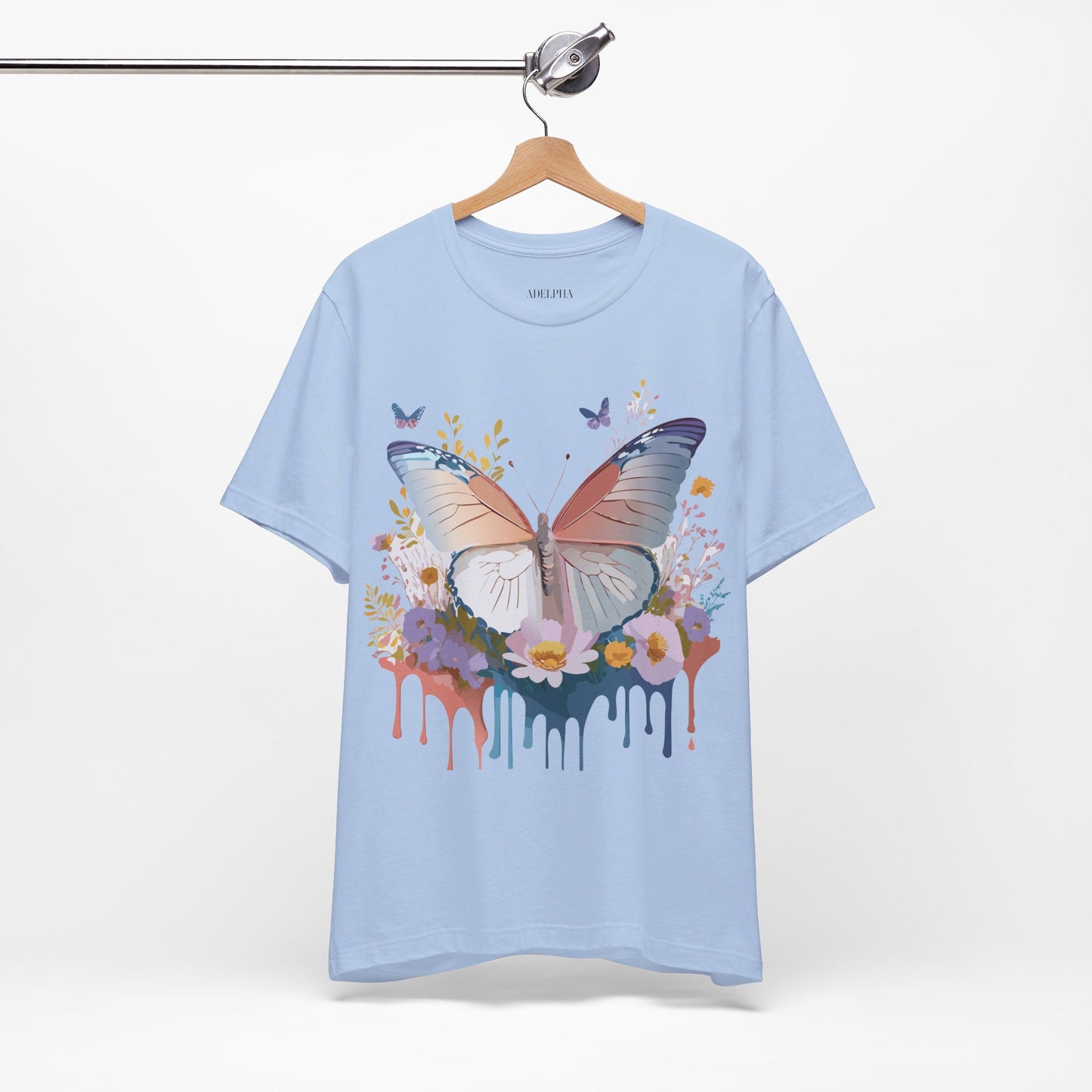 Natural Cotton Tee Shirt with Butterfly