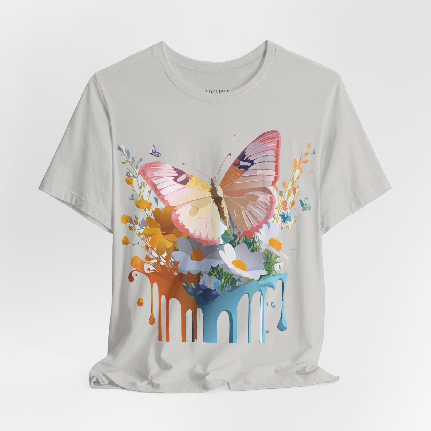 Natural Cotton Tee Shirt with Butterfly