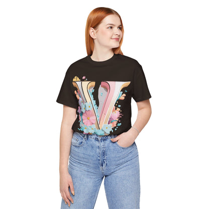 Natural Cotton Tee Shirt - Letters Collection - V Printify