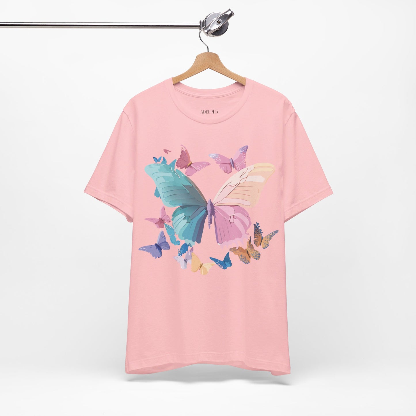 Natural Cotton Tee Shirt with Butterfly