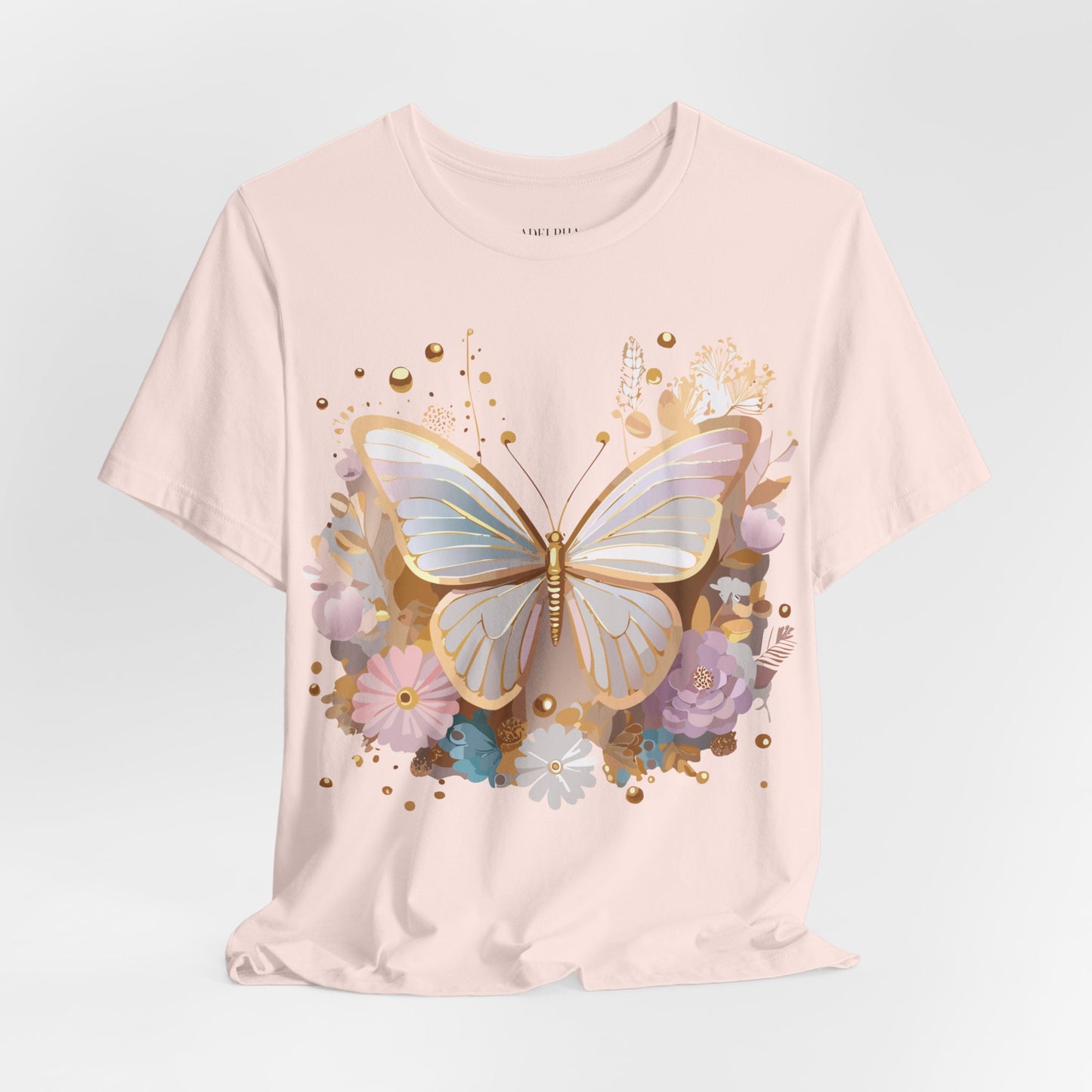 Natural Cotton Tee Shirt with Butterfly