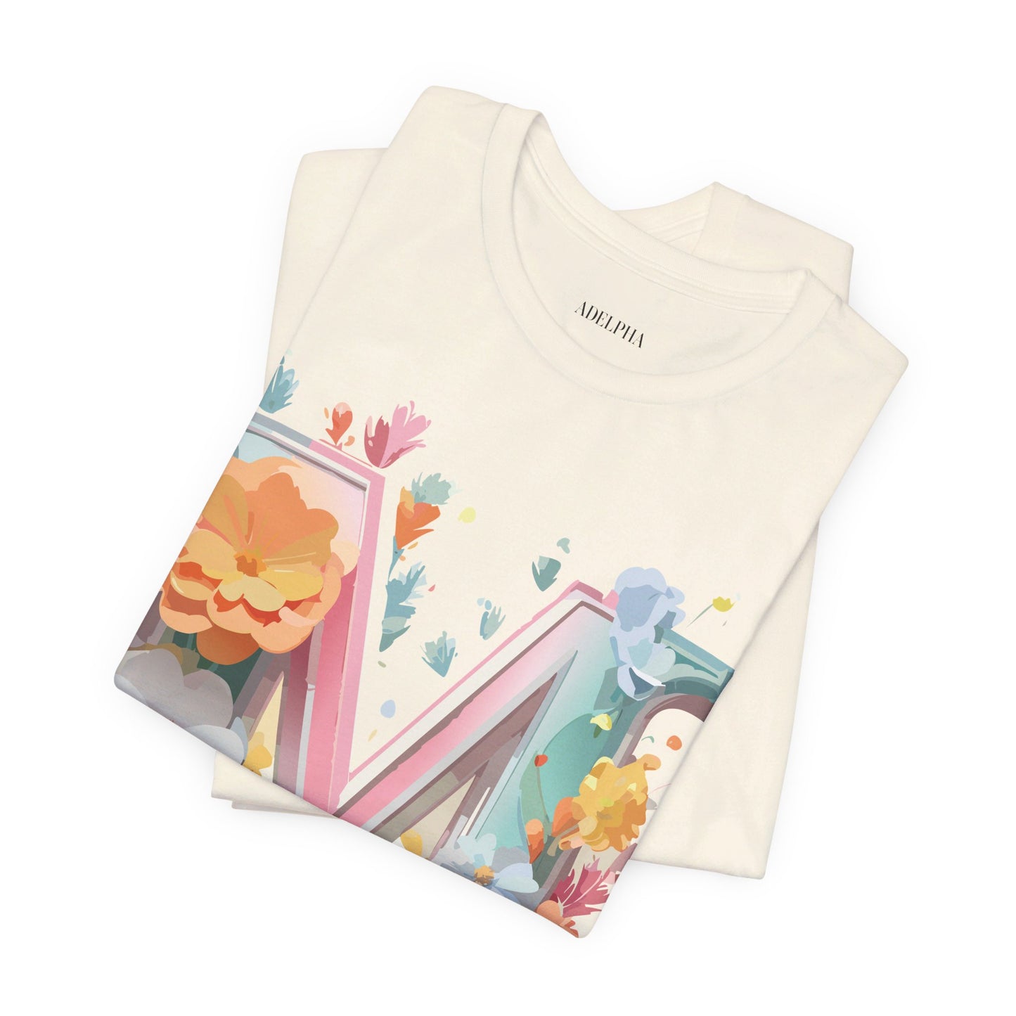 Natural Cotton Tee Shirt - Letters Collection - M