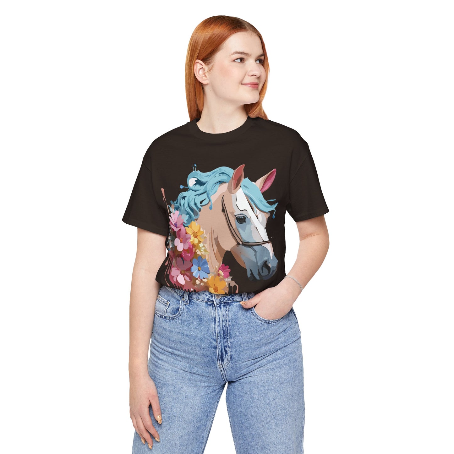 Natural Cotton Tee Shirt with Horse