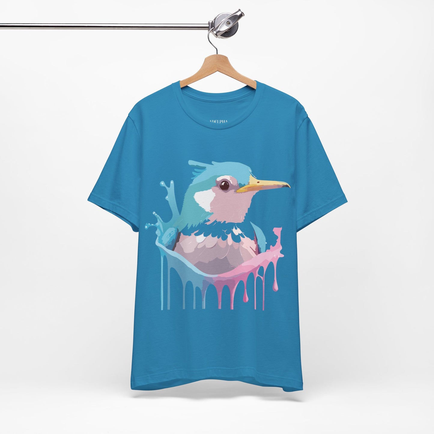 Natural Cotton Tee Shirt with Bird