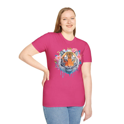 Tiger Print Shirt Unisex Short Sleeve Tee Gildan Softstyle 64000