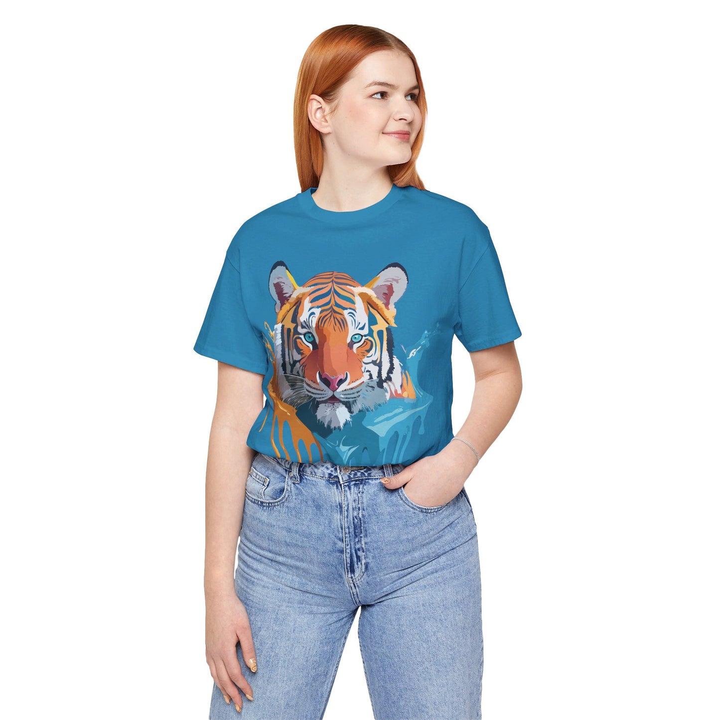 Natural Cotton Tee Shirt with Tiger