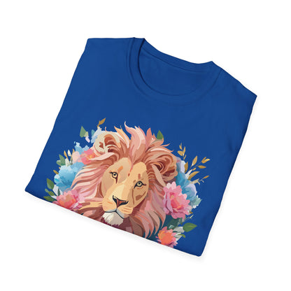 Lion Shirt Unisex Floral Lion Tee 100 Percent Cotton Softstyle Gildan 64000