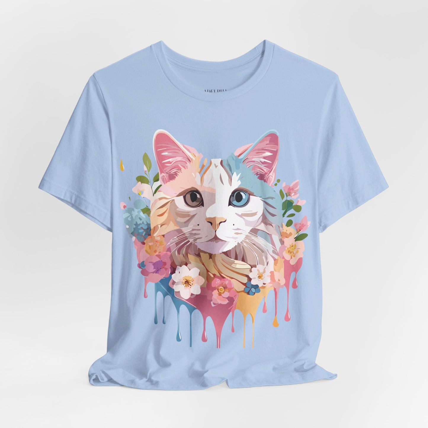 Natural Cotton Tee Shirt with Cat