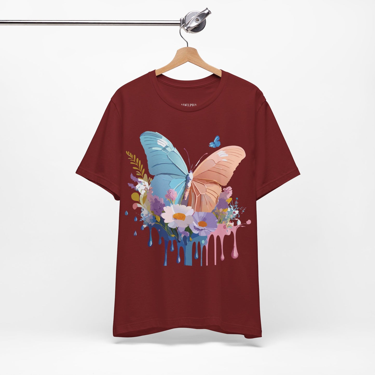 Natural Cotton Tee Shirt with Butterfly