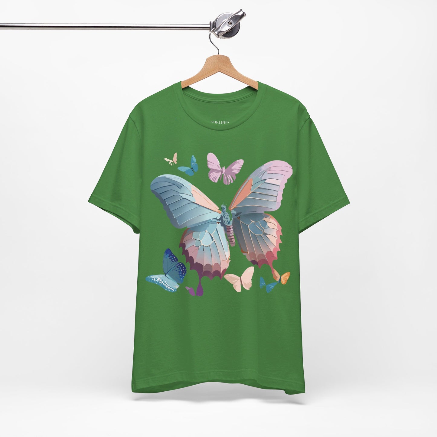 Natural Cotton Tee Shirt with Butterfly