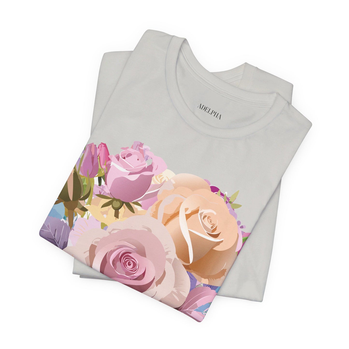 Natural Cotton Tee Shirt with Flowers