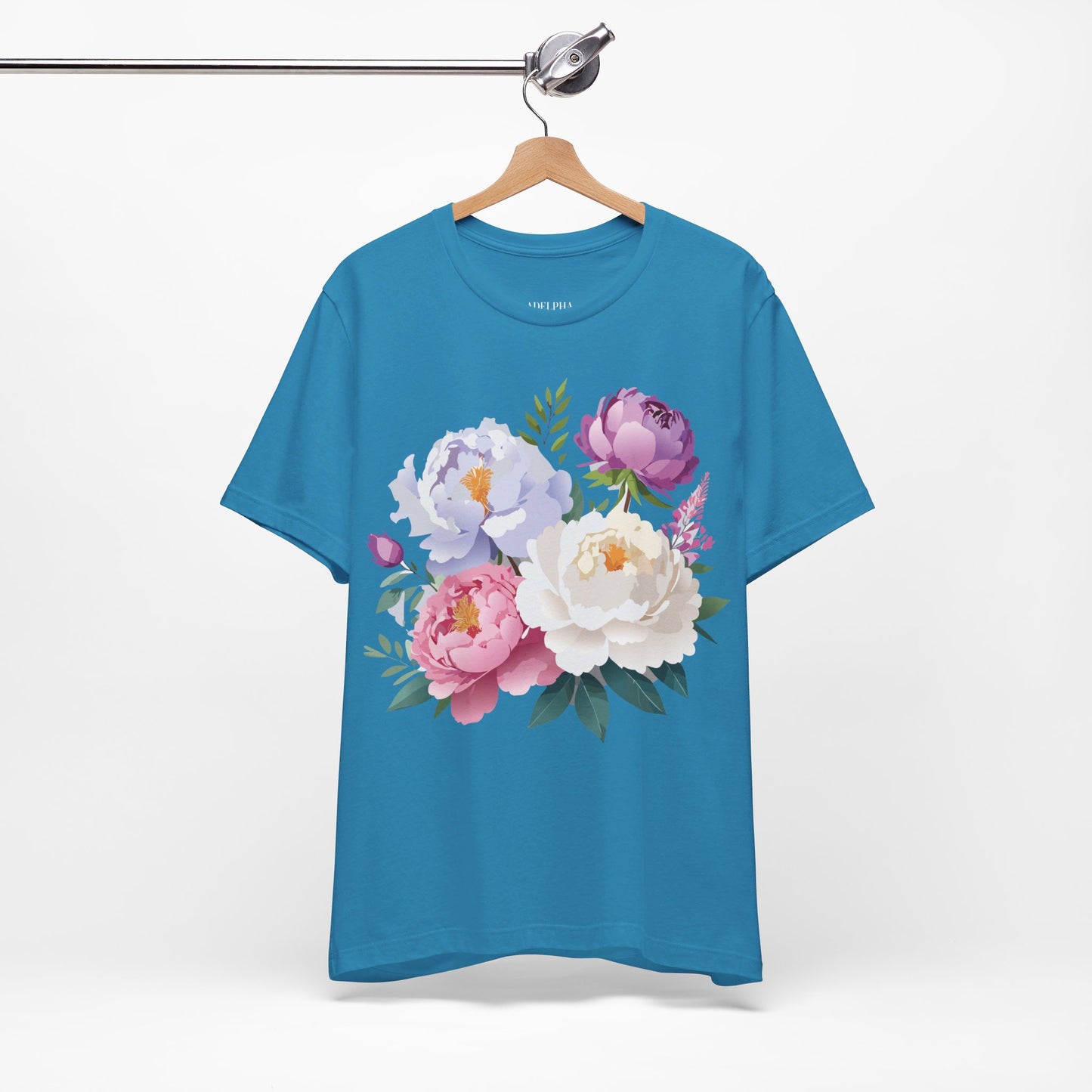 T-shirt en coton naturel avec fleurs