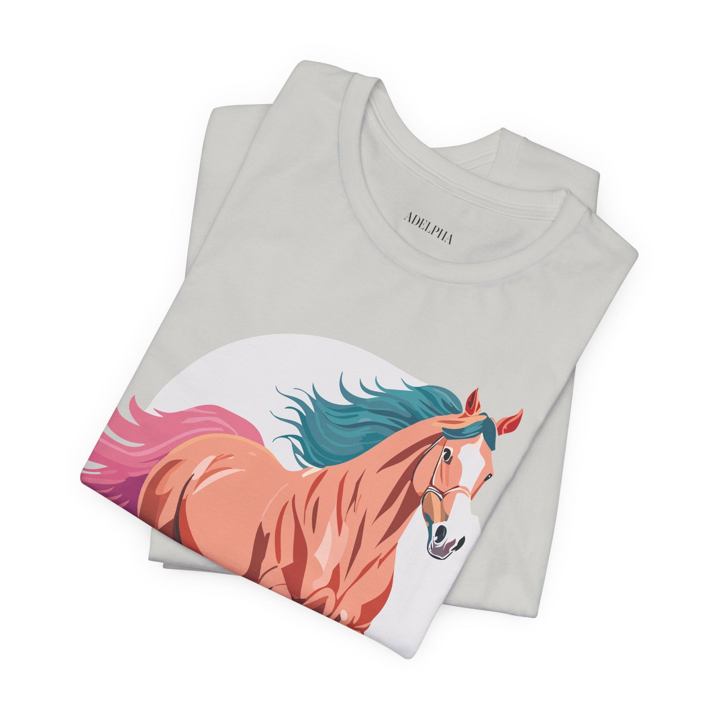 Natural Cotton Tee Shirt with Horse