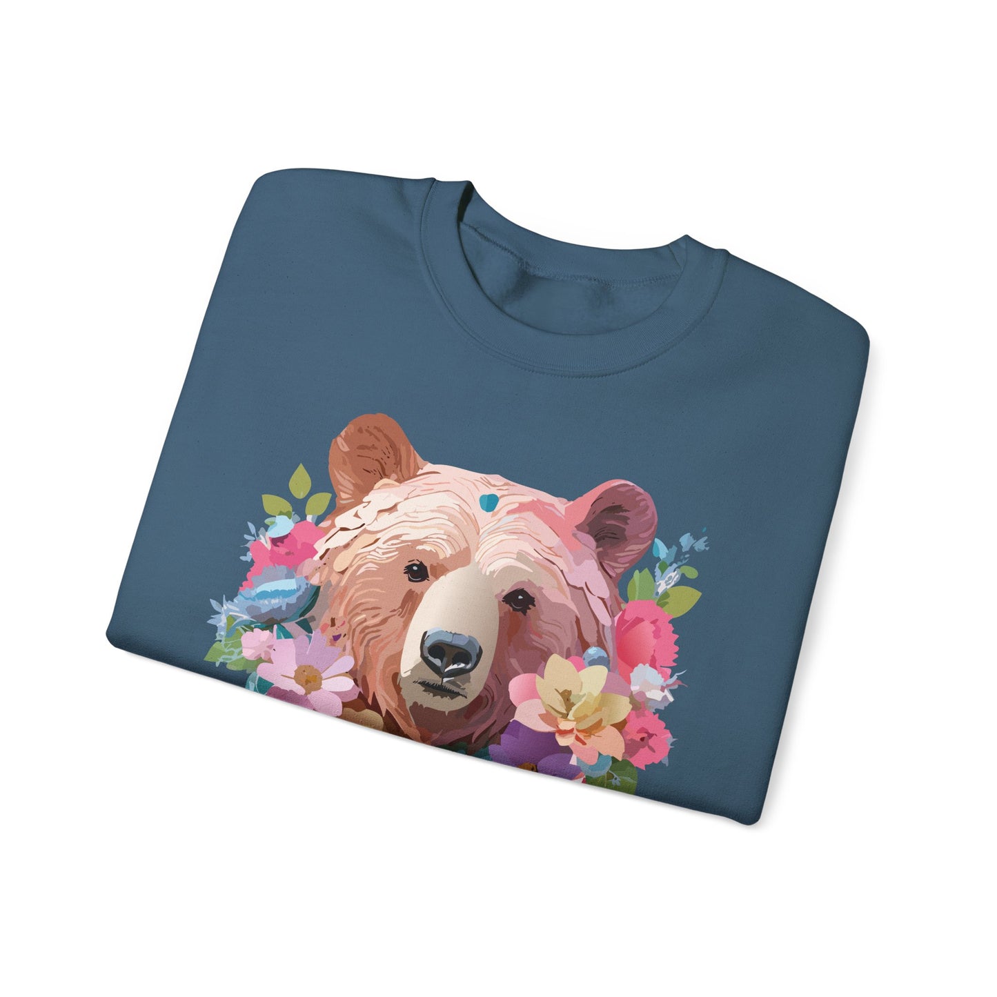 Unisex Floral Bear Sweatshirt, Animals Sweatshirt, Floral Sweatshirt, Art Design Sweatshirt