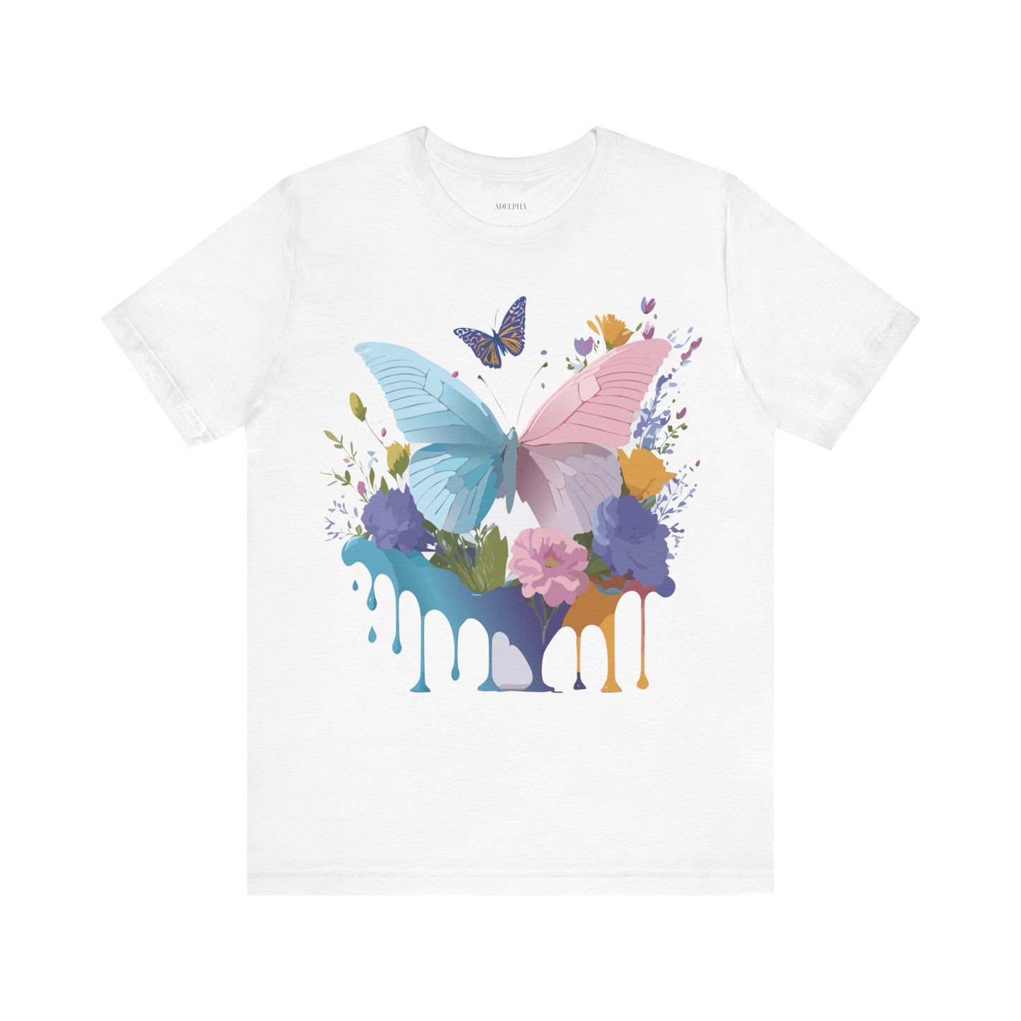 Natural Cotton Tee Shirt with Butterfly