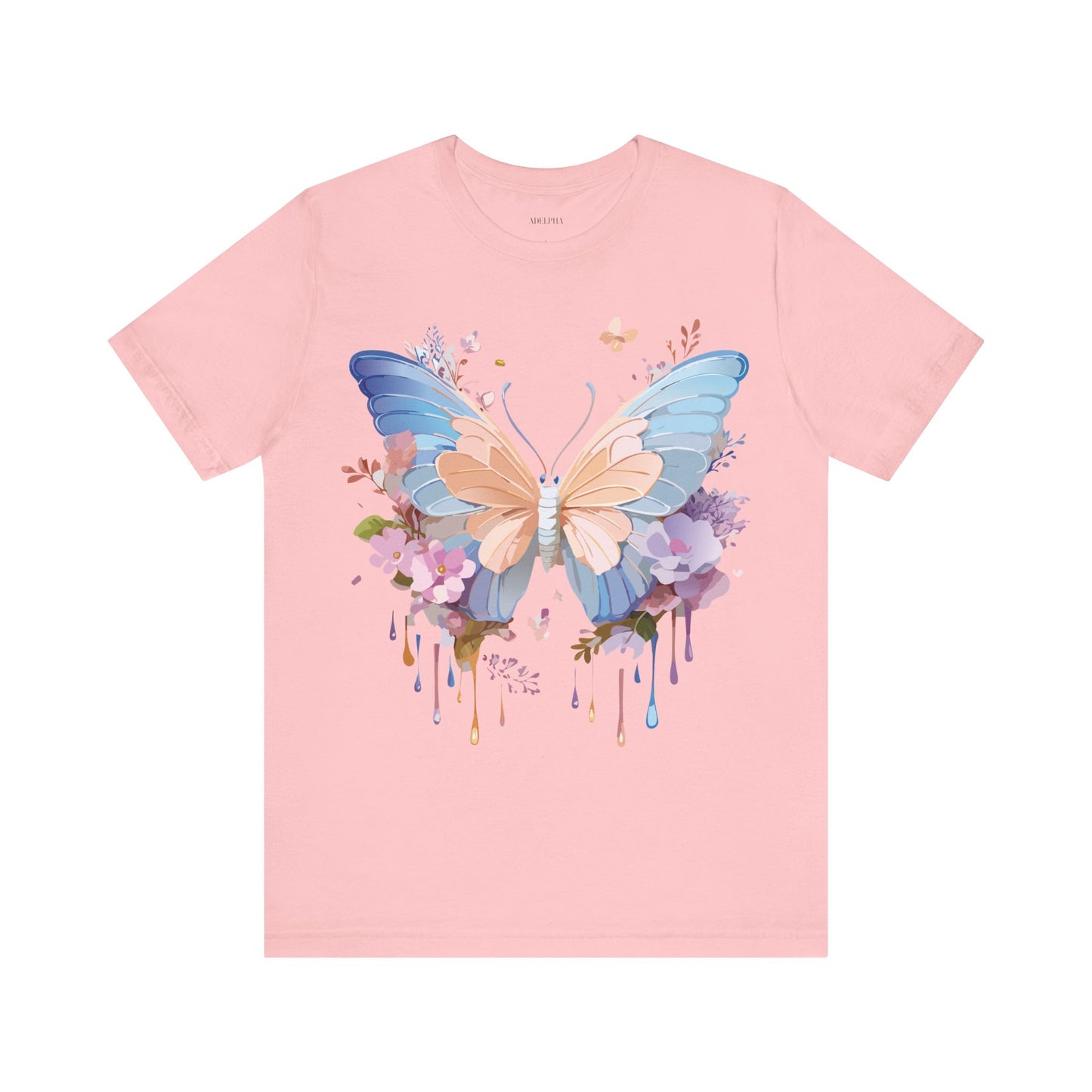 Natural Cotton Tee Shirt with Butterfly