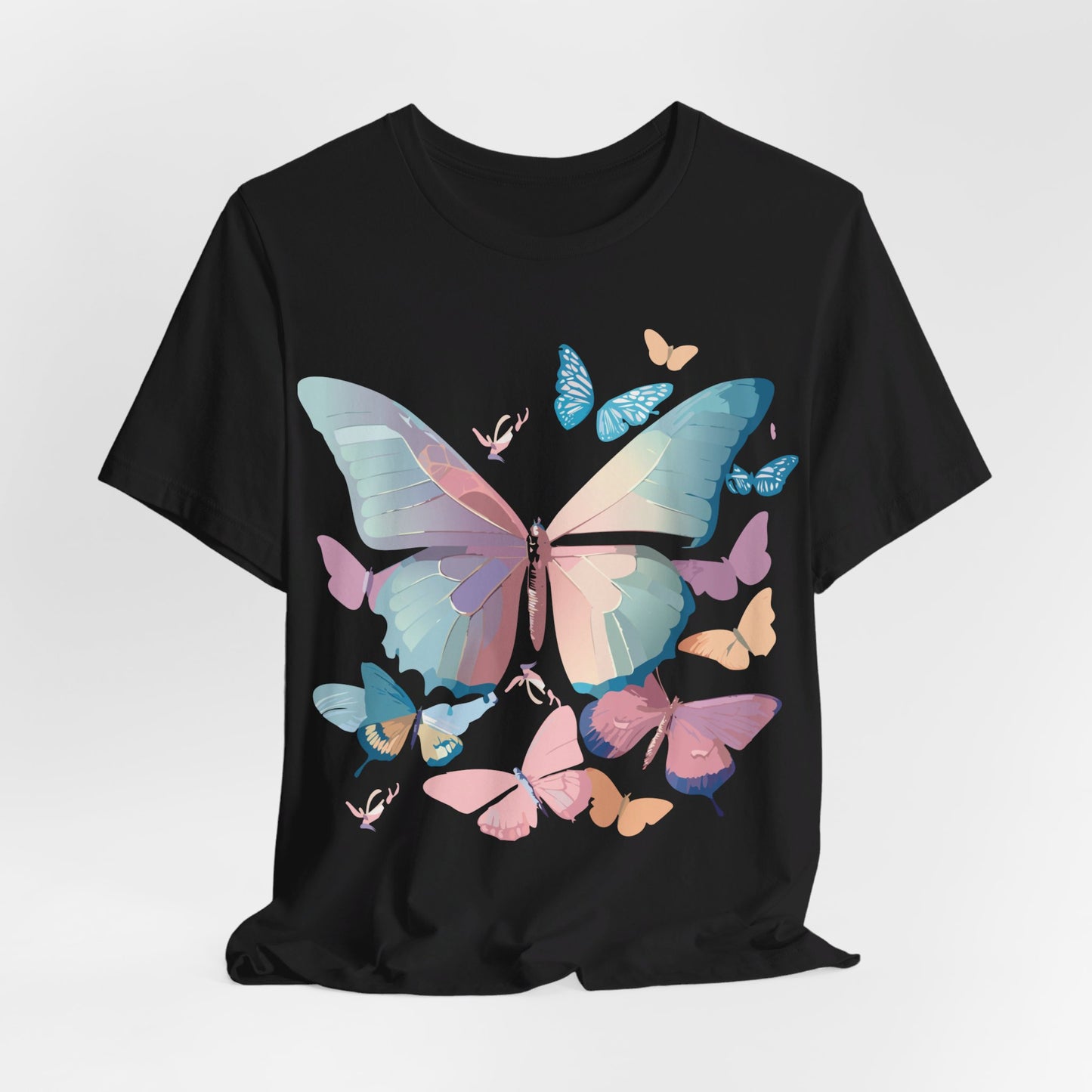 Natural Cotton Tee Shirt with Butterfly