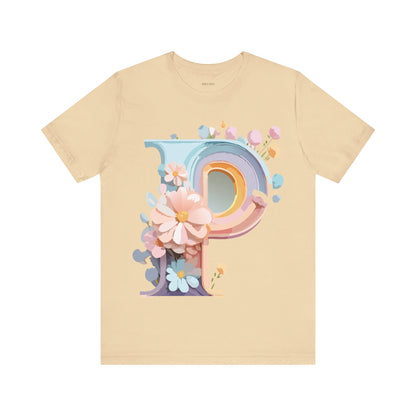 Natural Cotton Tee Shirt - Letters Collection - P Printify