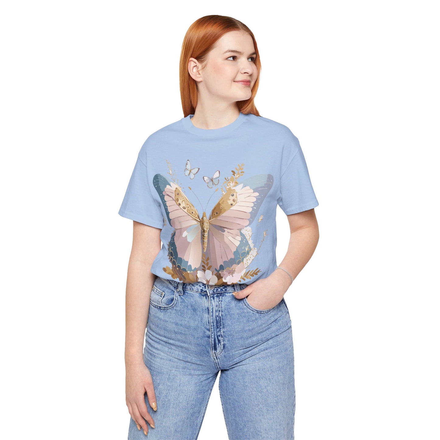 T-shirt en coton naturel avec papillon