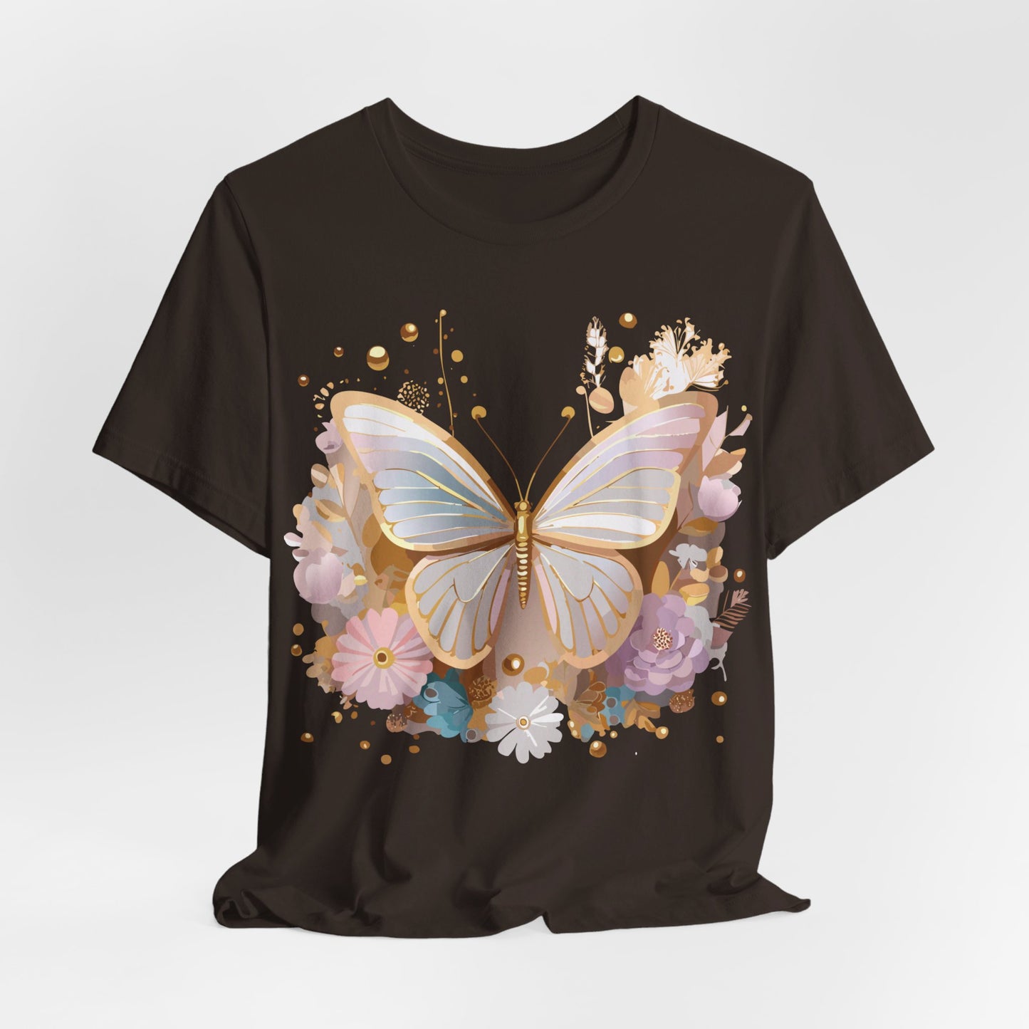 Natural Cotton Tee Shirt with Butterfly