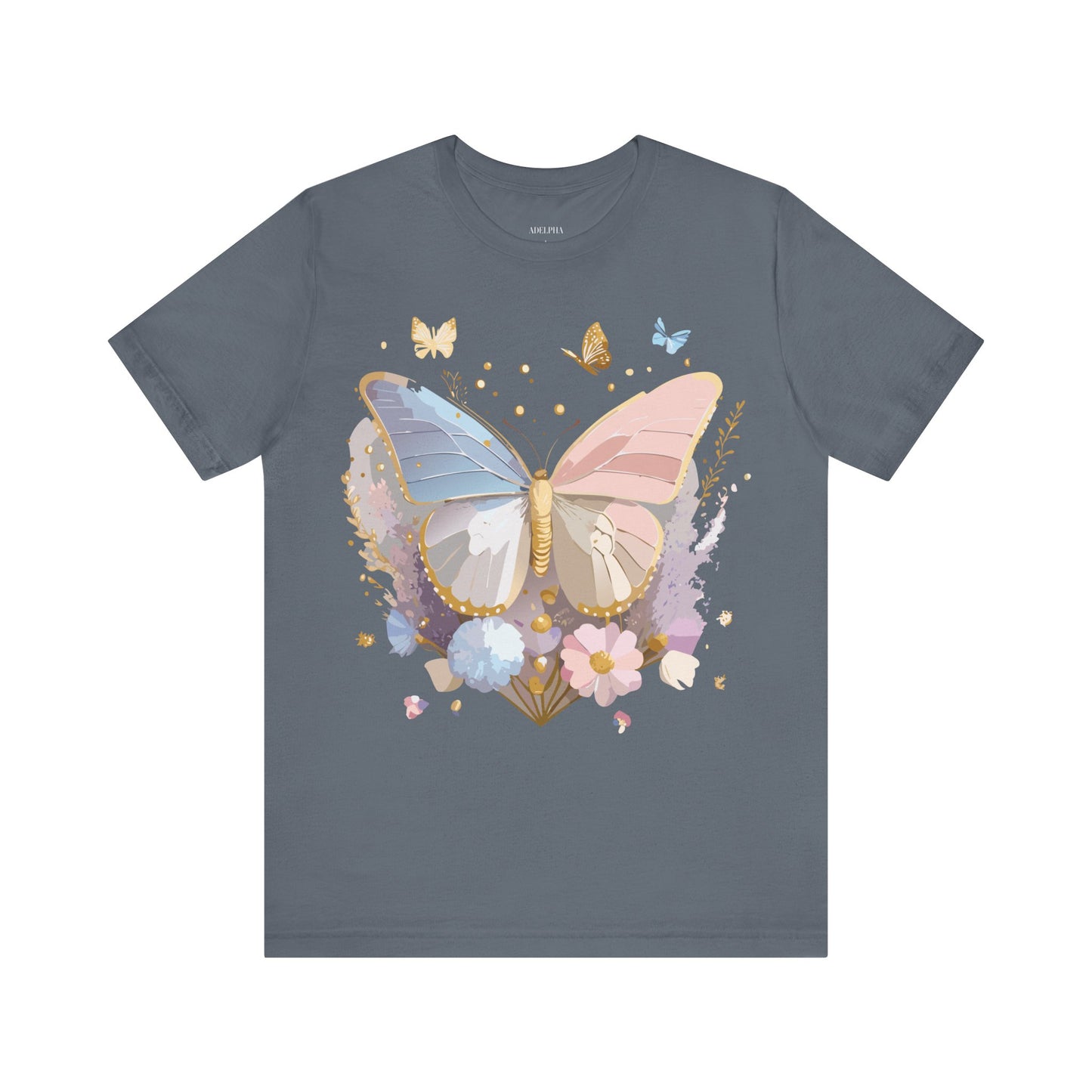 Natural Cotton Tee Shirt with Butterfly