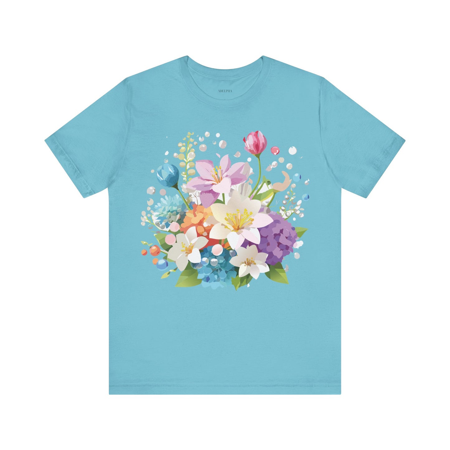 Natural Cotton Tee Shirt with Flowers