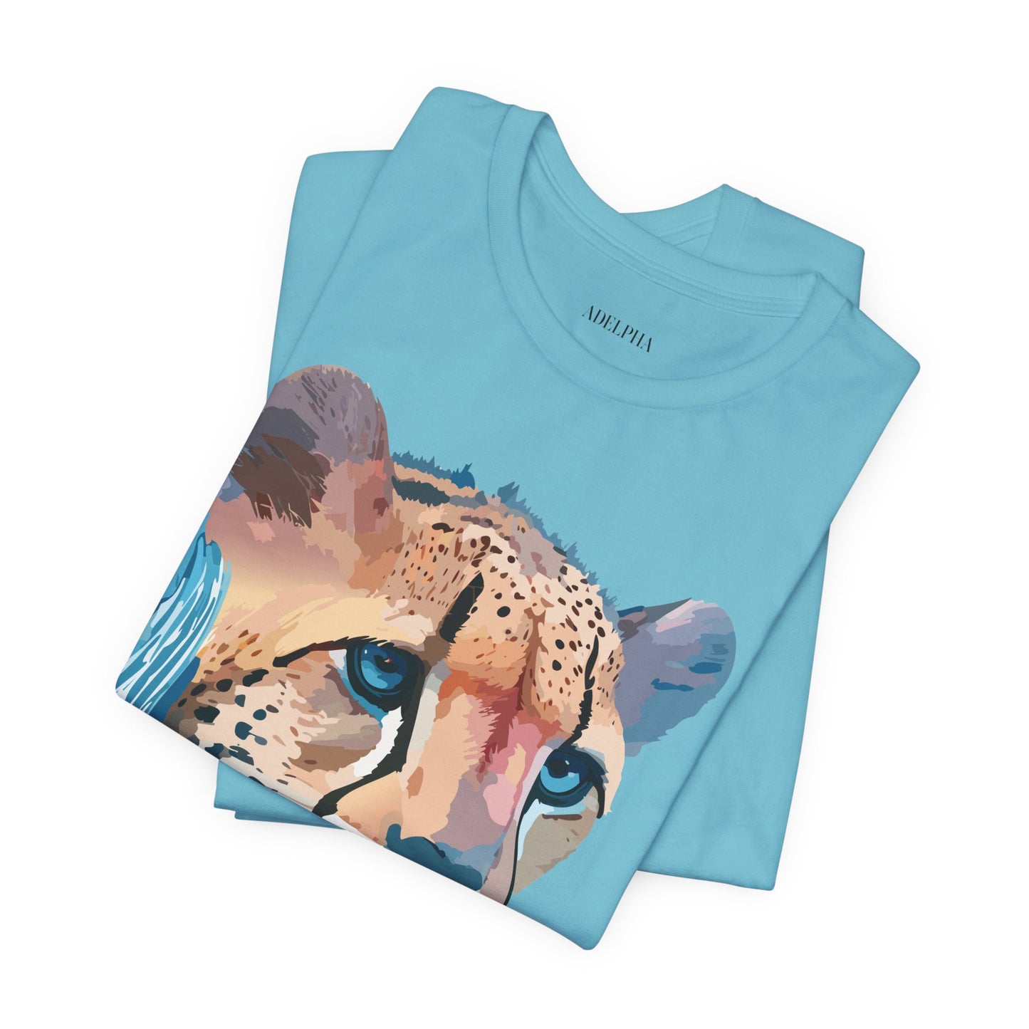 Natural Cotton Tee Shirt with Cheetah