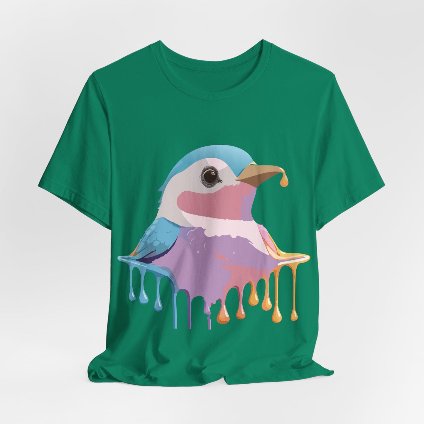 Natural Cotton Tee Shirt with Bird