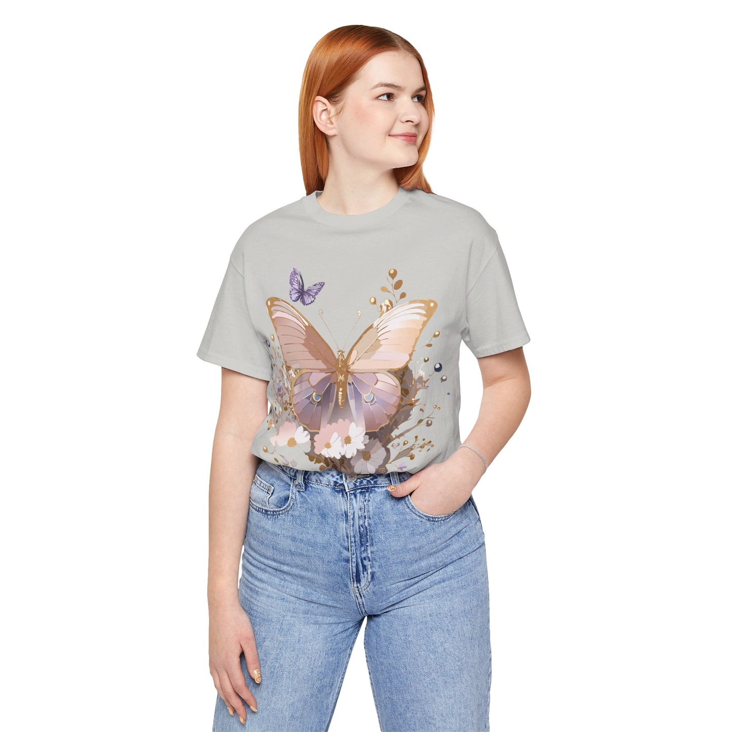 T-shirt en coton naturel avec papillon