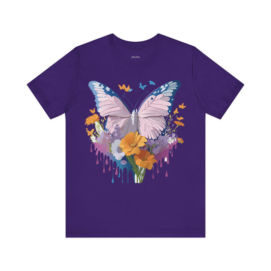 Natural Cotton Tee Shirt with Butterfly