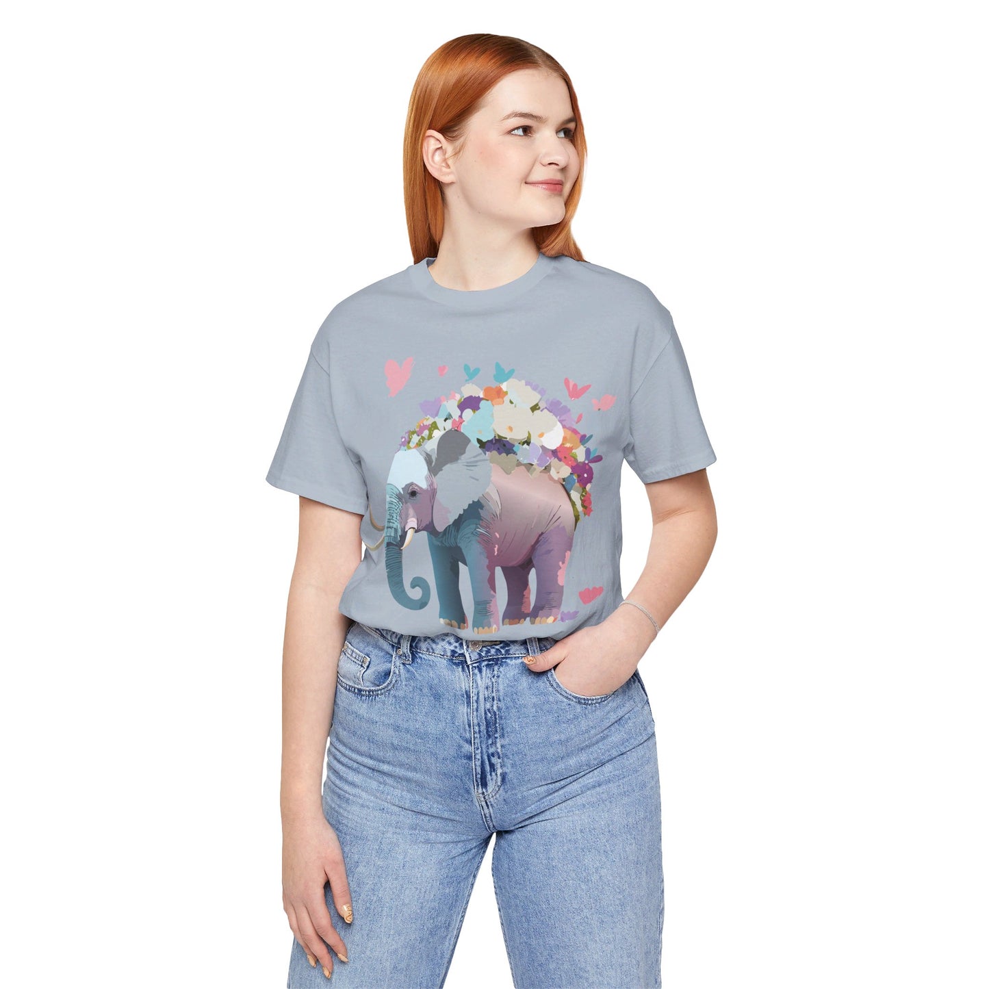 T-shirt en coton naturel avec motif éléphant