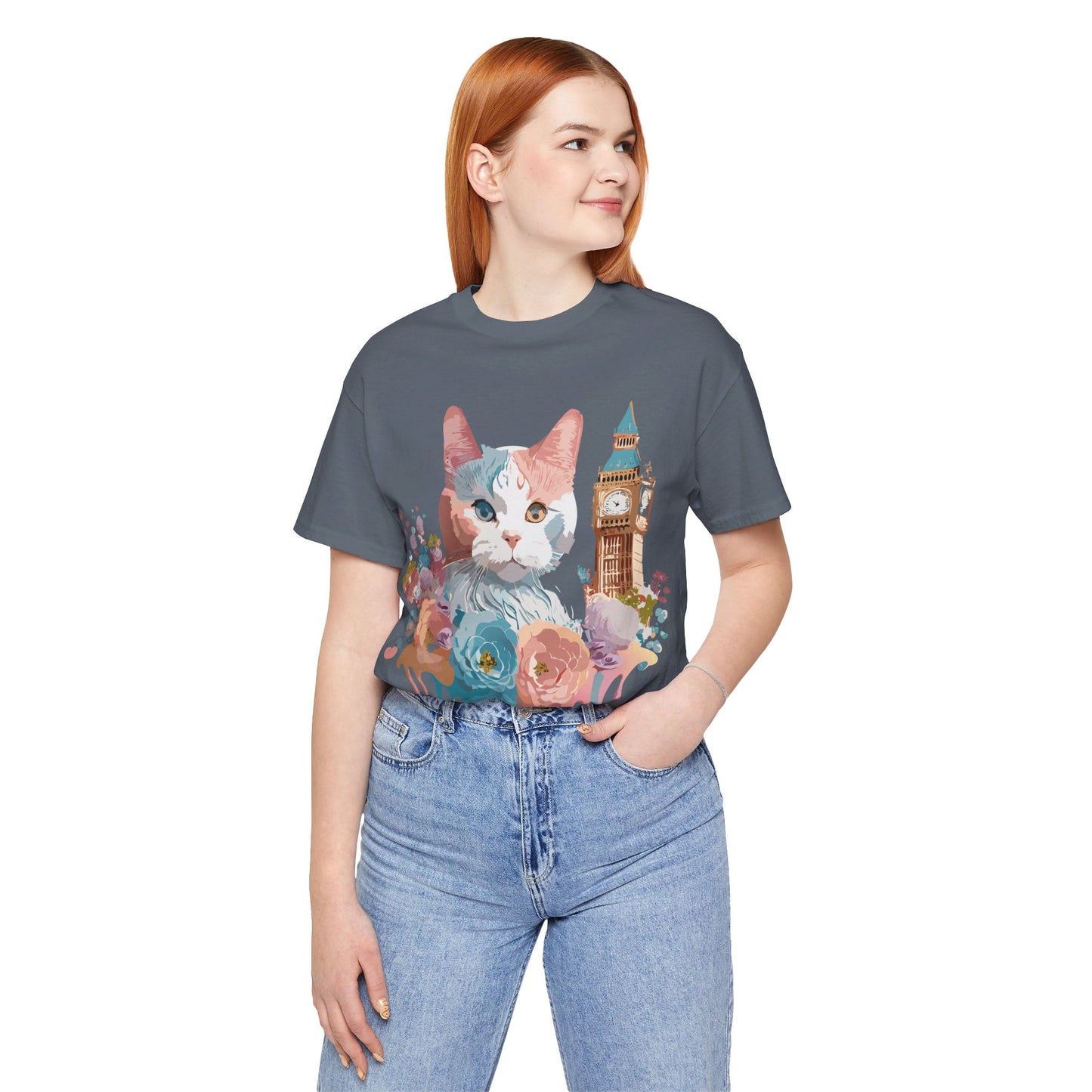 T-Shirt aus natürlicher Baumwolle mit Katze