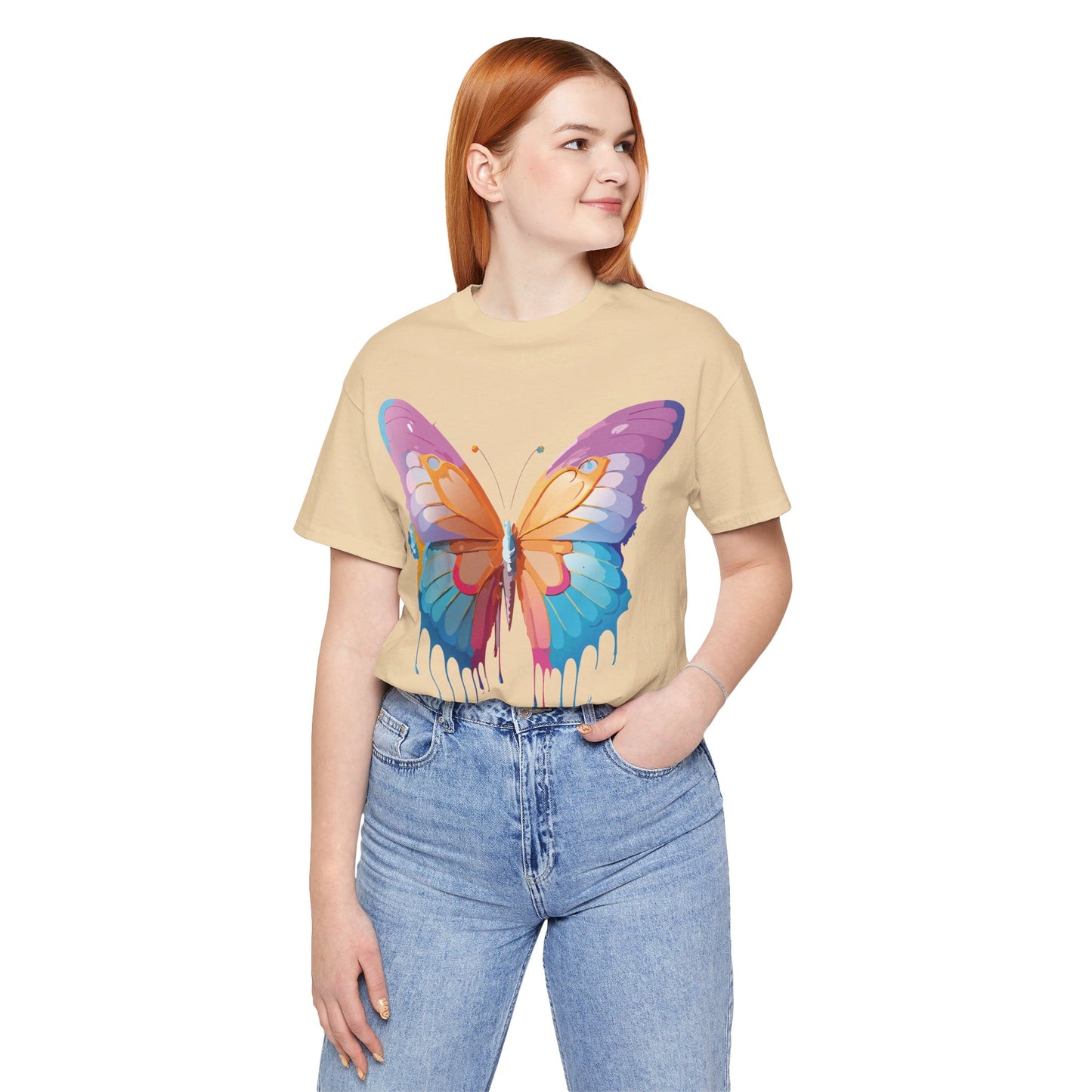 T-Shirt aus natürlicher Baumwolle mit Schmetterling